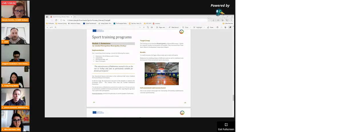 Konferencja on-line projektu Sports Runway — materiał ze strony